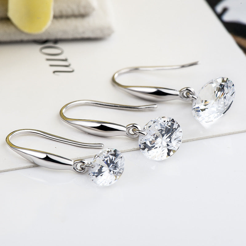 Elegant Round CZ Classic Silver Earrings