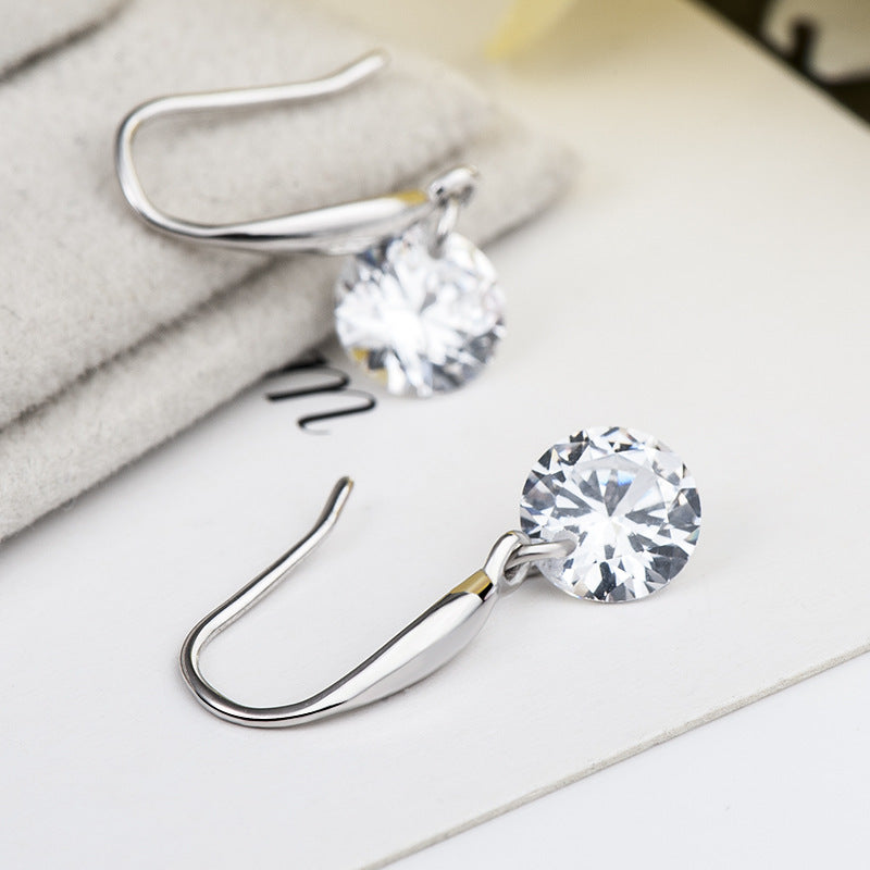 Elegant Round CZ Classic Silver Earrings