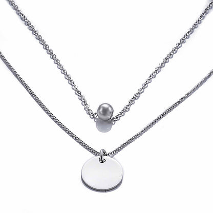 Double beads Coin Silver/18K Gold Necklace