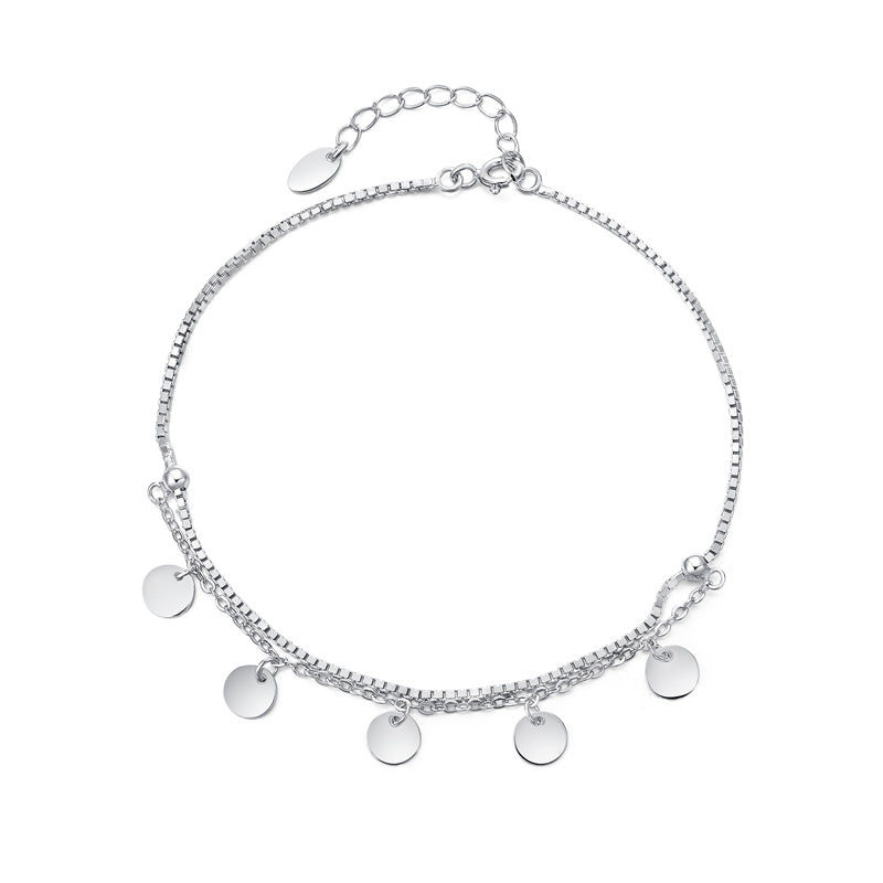 Silver Bean Silver Double Layer Foot Anklet