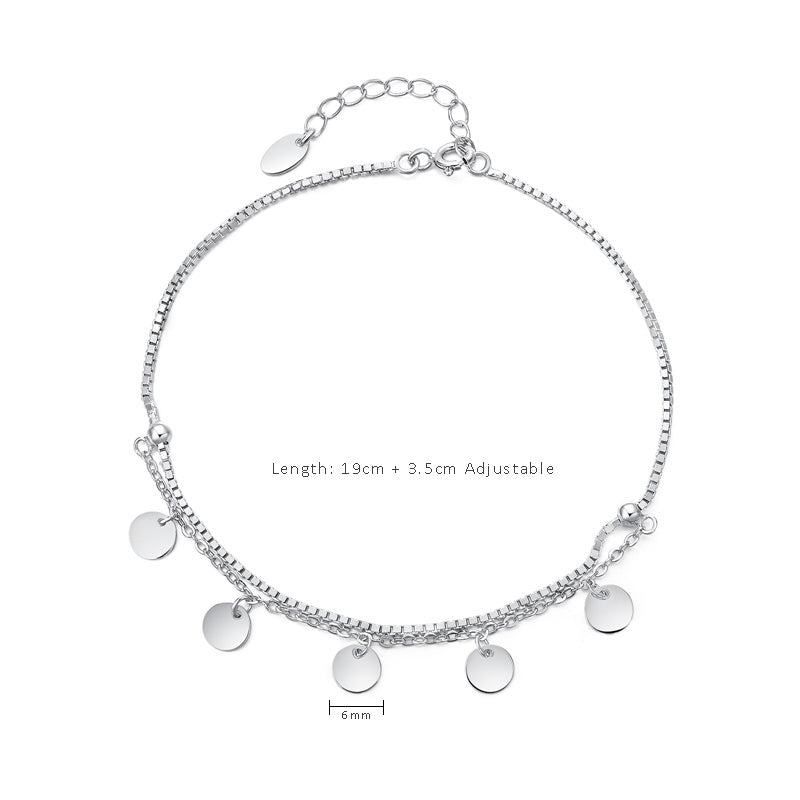 Silver Bean Silver Double Layer Foot Anklet