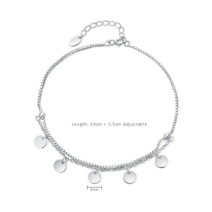 Silver Bean Silver Double Layer Foot Anklet