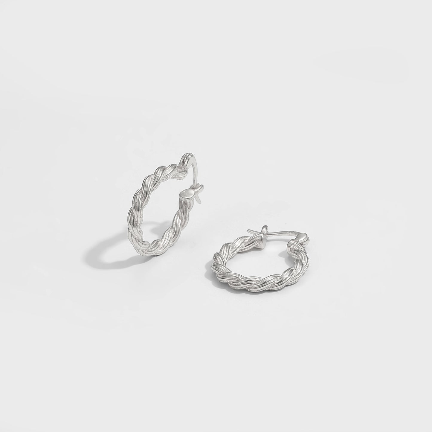 Twisted Hoop Silver Earrings