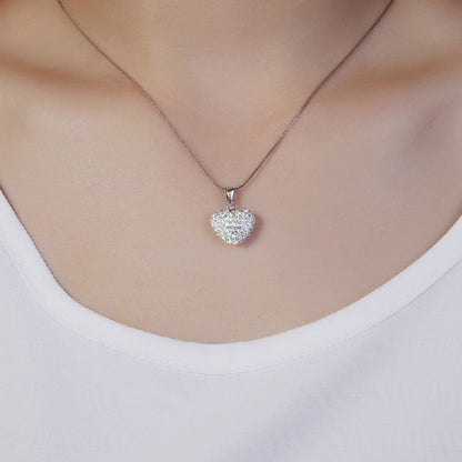 White Heart CZ Silver Pendant