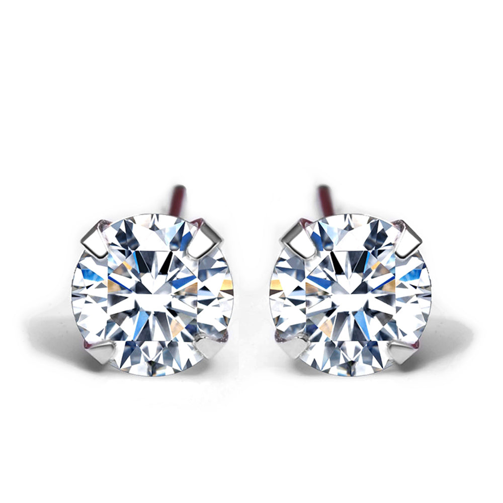 CZ White Silver Earrings