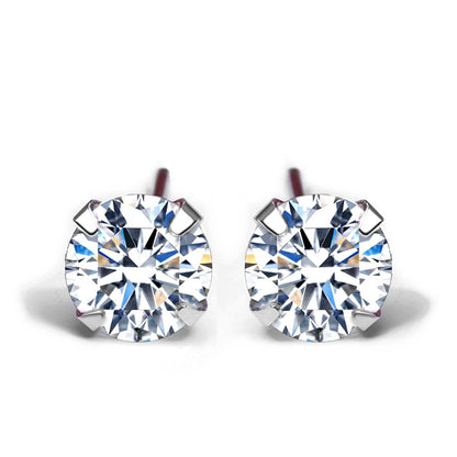 CZ White Silver Earrings