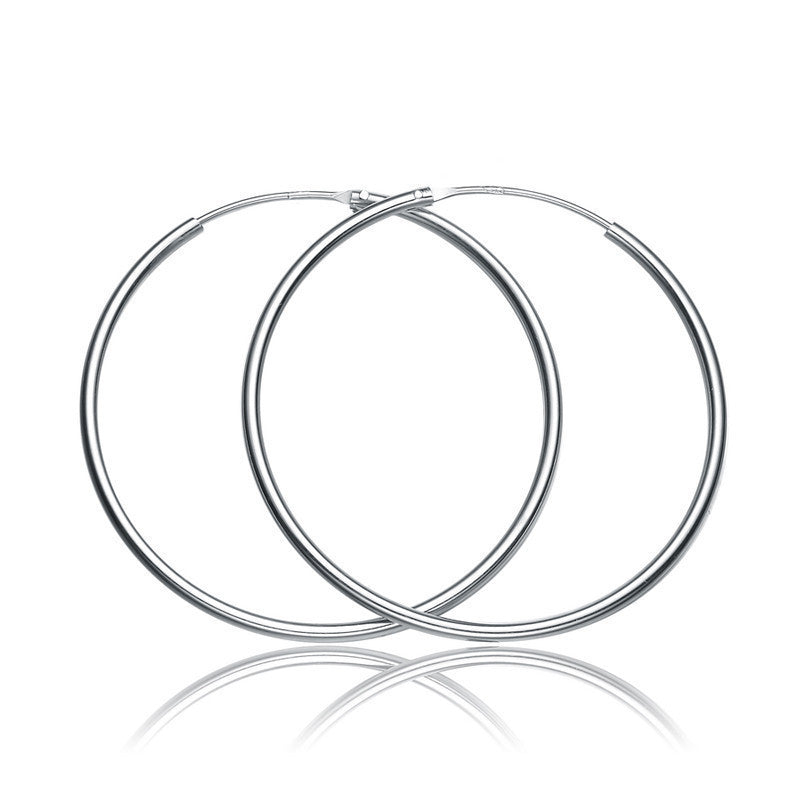 Elegant Huggie Hoop Silver Earrings