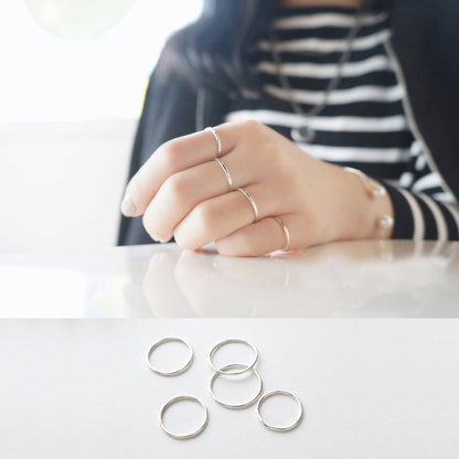 Smooth Circle White/Rose Silver Pinky Finger Ring